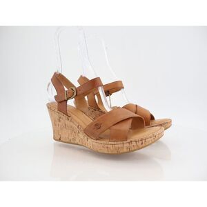 Born Alaina Platform Wedge Sandals Womens Size 11 M Brown Leather Buckle Shoes